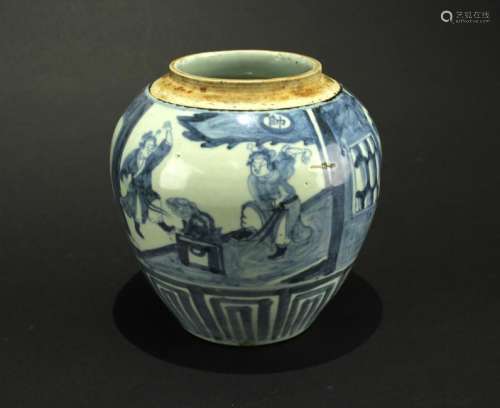 Blue and White Story Jar Guangxu Period