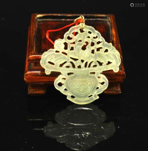 Jade Carving with Basket Shape Pendant