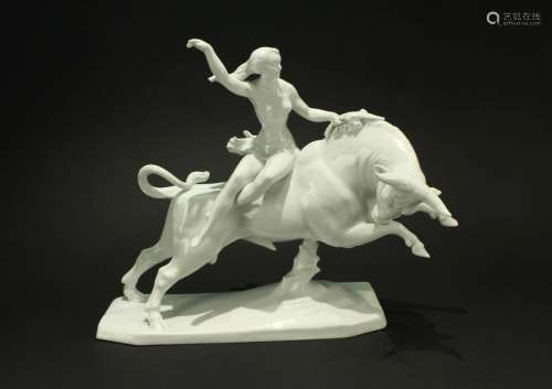 Herend Figurines, Human Figure on a Rearing Bull 1960s