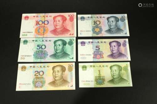 Full set of  100/50/20/10/5/1 yuan Series RMB 2005