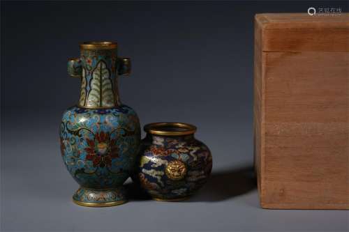 CHINESE CLOISONNE FLOWER VASE AND WATER POT