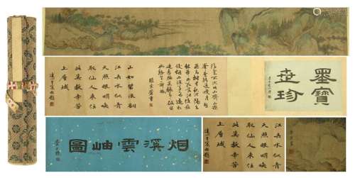 CHINESE HAND SCROLL PAINTING OF MOUNTAIN VIEWS WITH