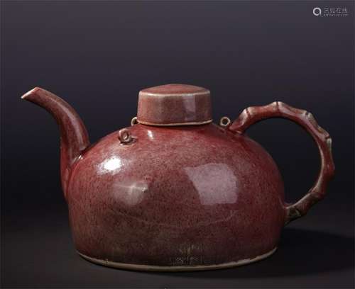 CHINESE PORCELAIN RED GLAZE TEA POT