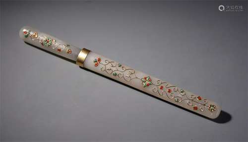 CHINESE GEM STONE INLAID HINDUSTAN DRAGGER