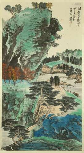 CHINESE SCROLL PAINTING OF MOUNTAIN VIEWS