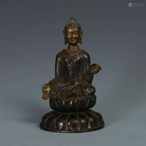 CHINESE GILT BRONZE SEATED SAKAYMUNI