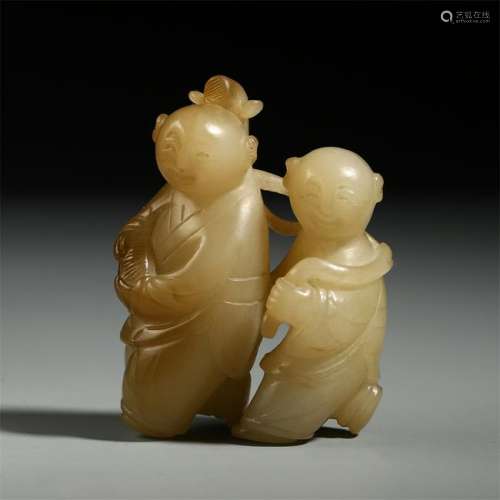 CHINESE ANCIENT JADE BOY TABLE ITEM