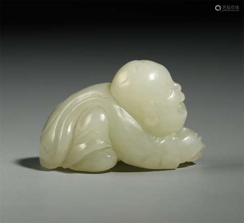 CHINESE WHITE JADE BOY TABLE ITEM