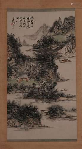 CHINESE SCROLL PAINTING OF MOUNTAIN VIEWS