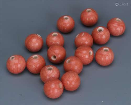 CHINESE PEKING GLASS RED BEADS