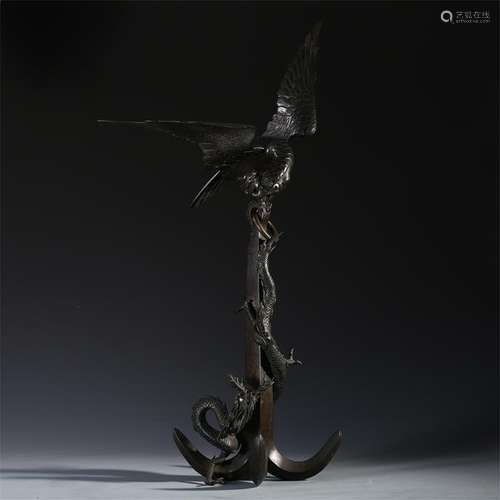 CHINESE BRONZE DRAGON PHOENIX TABLE ITEM