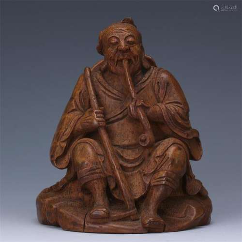 CHINESE BAMBOO SEATED OLD MEN TABLE ITEM