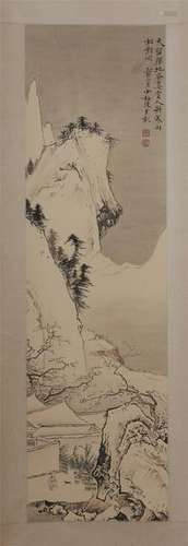 CHINESE SCROLL PAINTING OF MOUNTAIN VIEWS