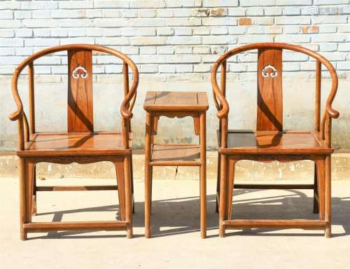 PAIR OF CHINESE HARDWOOD HUALI ARM CHAIR WITH STAND