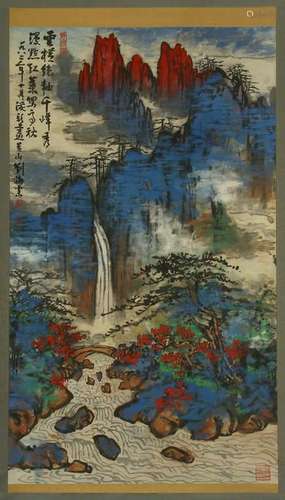 CHINESE SCROLL PAINTING OF MOUNTAIN VIEWS