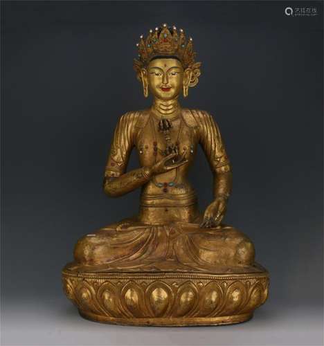 TIBETAN GILT BRONZE SEATED VAJRASATTVA