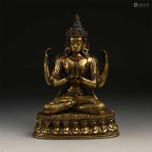 CHINESE GILT BRONZE SEATED AMITABHA BUDDHA