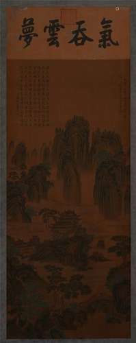 CHINESE SCROLL PAINTING OF MOUNTAIN VIEWS WITH