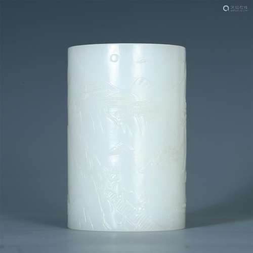 CHINESE WHITE JADE BRUSH POT