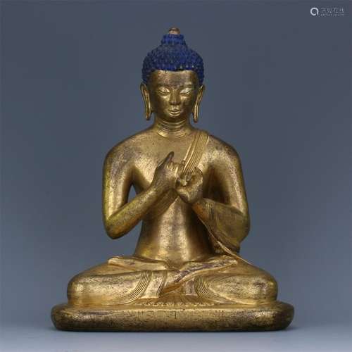 CHINESE GILT BRONZE SEATED SAKAYMUNI