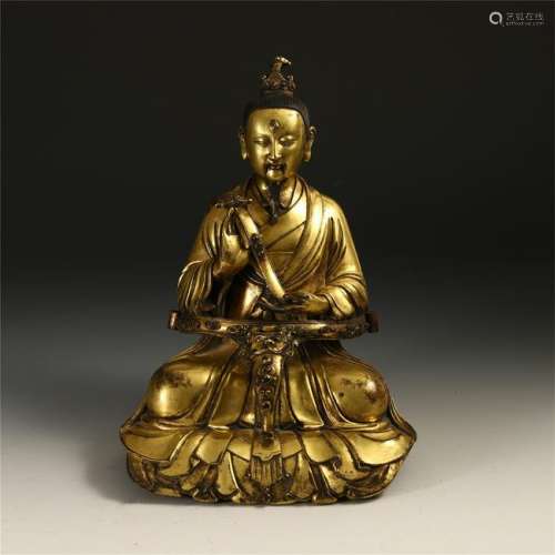 CHINESE GITL BRONZE SEATED MASTER OF DAOIST