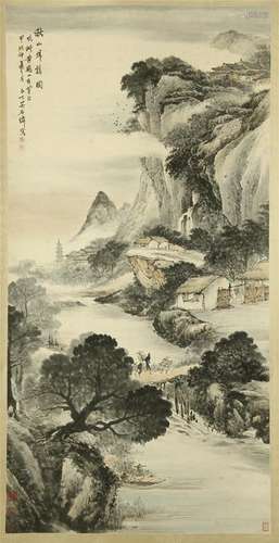 CHINESE SCROLL PAINTING OF MOUNTAIN VIEWS