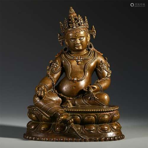 TIBETAN BRONZE SEATED GOD OF WEALTH