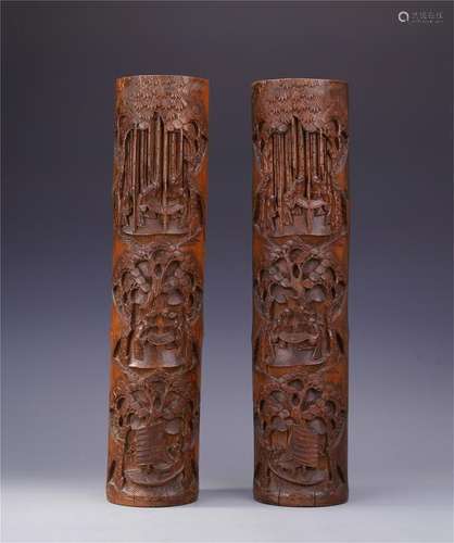 PAIR OF CHINESE BAMOO UMBRALLE HOLDER