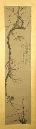 CHINESE SCROLL PAINTING OF PLUM BLOSSOMMINGS