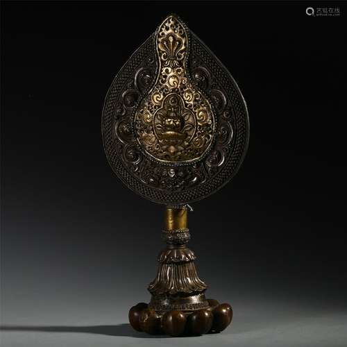 CHINESE GILT SILVER FLOWER BUDDHIST RITAL VESSEL