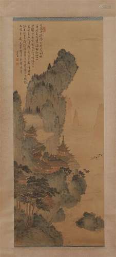 CHINESE SCROLL PAINTING OF MOUNTAIN VIEWS