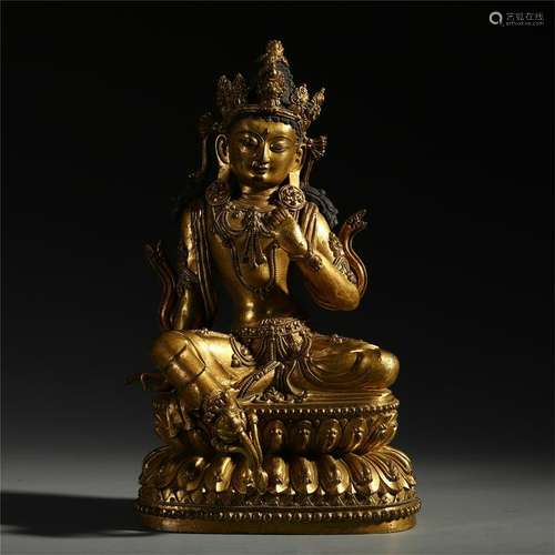 CHINESE GILT BRONZE SEATED BUDDHA