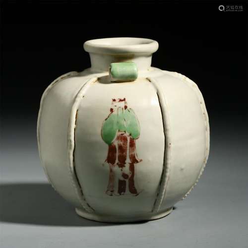 CHINESE PORCELAIN WHITE GLAZE FIGURES WATER POT