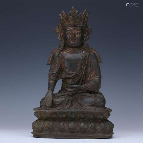 CHINESE BRONZE SEATED GUANYIN