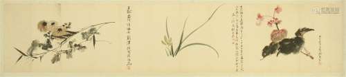 CHINESE SCROLL PAINTING OF ORCHID FLOWER WITH