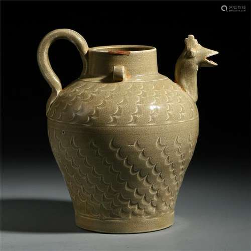 CHINESE PORCELAIN YUE WARE CHICKEN HEAD KETTLE