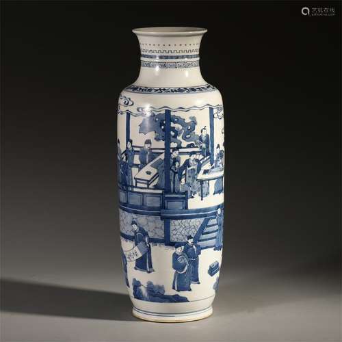 CHINESE PORCELAIN BLUE AND WHITE FIGURES VASE