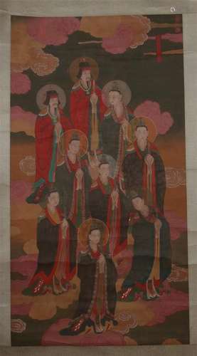 CHINESE SCROLL PAINTING OF FIGURES