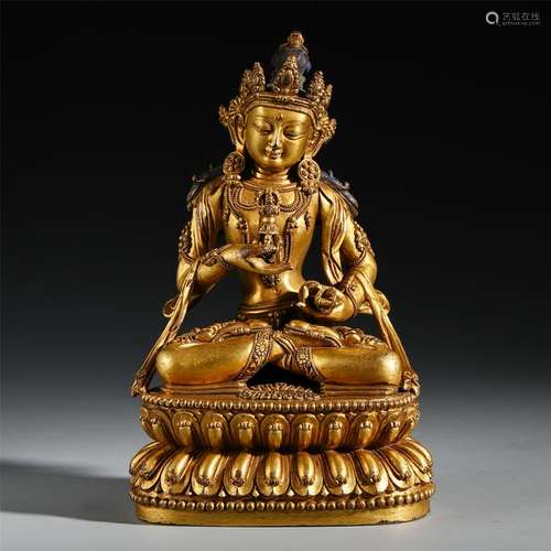 TIBETAN GILT BRONZE SEATED BUDDHA