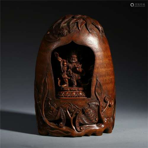 CHINESE BAMBOO CRAVED BUDDHIST NICHE