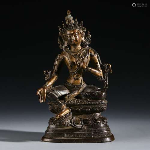 CHINESE GILT BRONZE SEATED BUDDHA