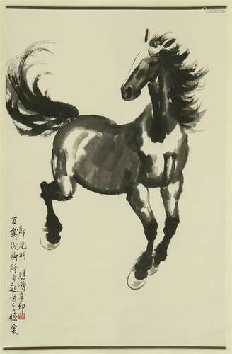 CHINESE SCROLL PAINTING OF HORSE