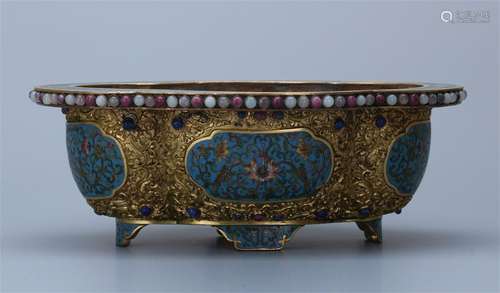 CHINESE GILT BRONZE CLOISONNE PLAQUE BASIAN