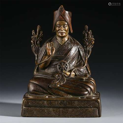 TIBETAN BRONZE SEATED GURU