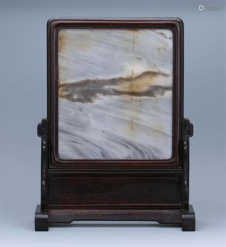 CHINESE MARBLE PLAQUE ROSEWOOD HONGMU TABLE SCREEN