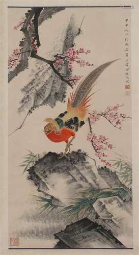 CHINESE SCROLL PAINTING OF BIRD AND FLOWER