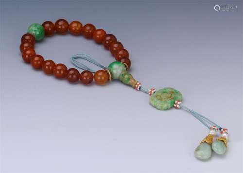 CHINESE HONEY AMBER BEAD BUDDHIST BRACELET