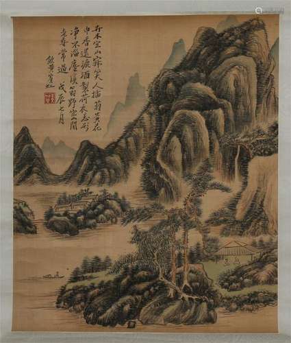 CHINESE SCROLL PAINTING OF MOUNTAIN VIEWS