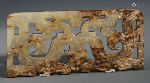 CHINESE ANCIENT JADE DRAGON PLAQUE