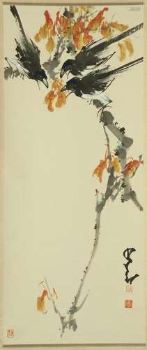 CHINESE SCROLL PAINTING OF BIRD AND FLOWER